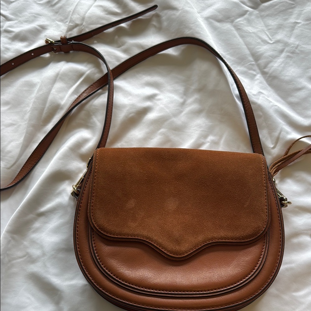 Rebecca Minkoff Brown Leather /suede Crossbody Bag with Flap-Over Design